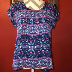 Blue and Pink Design Blouse